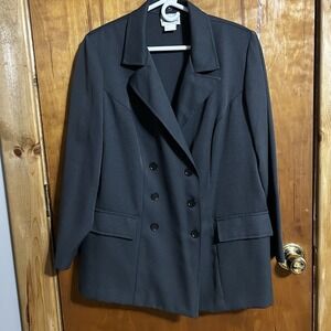 FASHION BUG size 16W Grey Button Front Blazer Shoulder Pads‎ Vintage